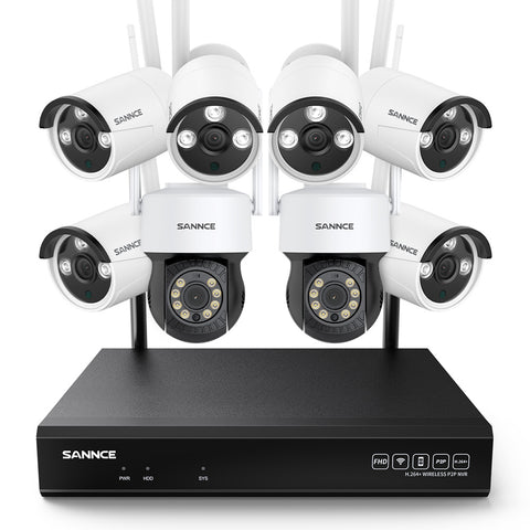 5MP 8-Channel Wireless PT & Bullet Security Camera System, 8MP NVR, 5MP Wifi Pan & Tilt IP Cameras, Two-Way Audio, IP66 Waterproof, Smart AI Human Detection, Work With Alexa 5MP 8-Channel Wireless PT & Bullet Security Camera System, 8MP NVR, 5MP Wifi Pan & Tilt IP Cameras, Two-Way Audio, IP66 Waterproof, Smart AI Human Detection, Work With Alexa