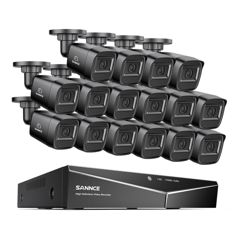 1080p 16 Channel 16 Camera Outdoor Wired Security System, Smart Motion Detection, 100 ft Infrared Night Vision, IP67 Weatherproof 1080p 16 Channel 16 Camera Outdoor Wired Security System, Smart Motion Detection, 100 ft Infrared Night Vision, IP67 Weatherproof