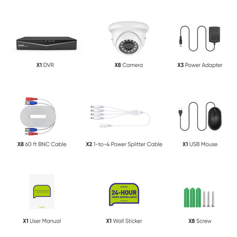 1080p 16 Channel 8 Camera Outdoor Wired Security System, Smart Motion Detection, 100 ft Infrared Night Vision, IP66 Weatherproof 1080p 16 Channel 8 Camera Outdoor Wired Security System, Smart Motion Detection, 100 ft Infrared Night Vision, IP66 Weatherproof