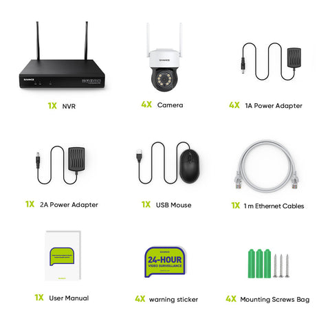 5MP 8-Channel Wireless PT Security Camera System, 8MP NVR, 5MP Wifi Pan & Tilt IP Cameras, Two-Way Audio, IP66 Waterproof, Smart AI Human Detection, Work With Alexa 5MP 8-Channel Wireless PT Security Camera System, 8MP NVR, 5MP Wifi Pan & Tilt IP Cameras, Two-Way Audio, IP66 Waterproof, Smart AI Human Detection, Work With Alexa