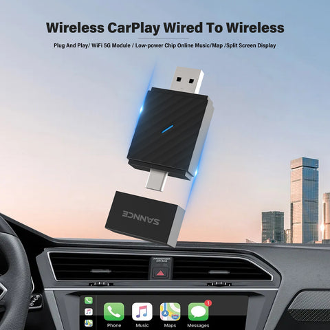 Wireless Carplay Adapter, Converts Wired to Wireless carplay Adapter for iPhone, Wireless Control Plug & Play Carplay for Cars from 2016 & for Apple iPhone iOS 10+ and Android 11