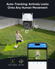 HR500 - 5MP Outdoor PT PoE Security Camera, Pan & Tilt, AI Human & Vehicle Detection, Support microSD Card Slot