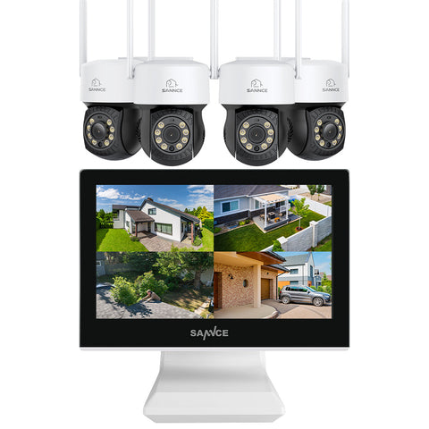 10 Channel Wireless PT Security Camera System, 5MP NVR w/ 10.1'' LCD Monitor, 5MP Wireless PT Security Camera, Pan & Tilt 2Pcs IP Cameras AI Human Detection, Remote Access, Smart Motion Alerts, Work with Alexa