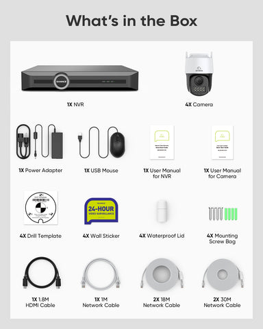 5MP 8 Channel PoE Security System, 6MP NVR + PT IP Cameras, S+265., AI Human & Vehicle Detection, Smart Playback, Smart Notification with Image Attached