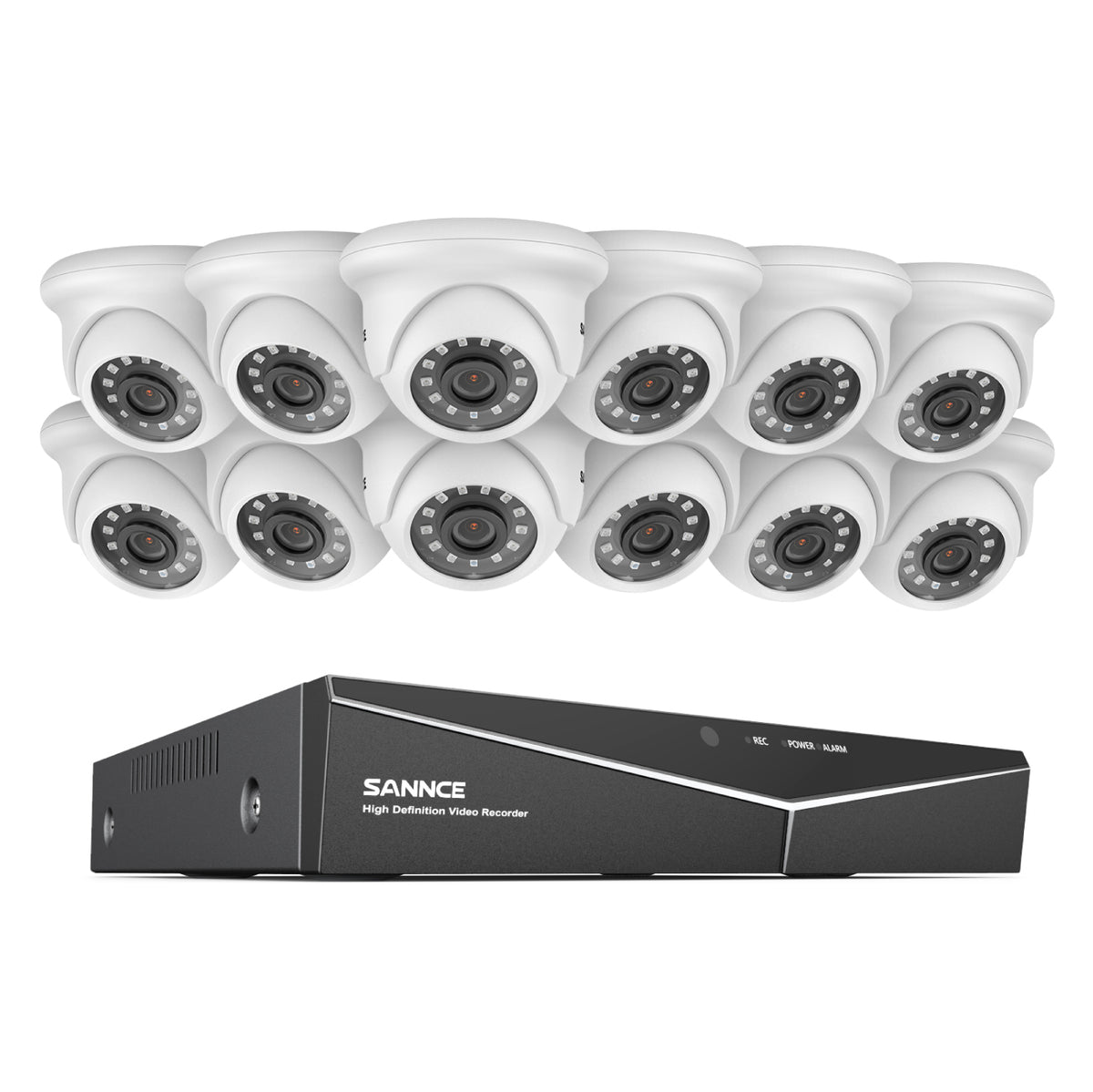 1080p 16 Channel 12 Camera Outdoor Wired Security System, Smart Motion Detection, 100 ft Infrared Night Vision, IP66 Weatherproof