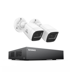 8 Channel 5MP Wired Security Camera System - Hybrid DVR, 2pcs 2MP Bullet Cameras, Outdoor & Indoor, Smart Motion Detection, Remote Access