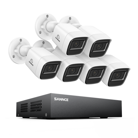 8 Channel 1080P Wired Security Camera System - Hybrid DVR, 6pcs 2MP Bullet Cameras, Outdoor & Indoor, Smart Motion Detection, Remote Access