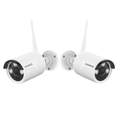3MP Wireless Security Camera, 2Pcs WiFi IP Cameras for SANNCE N48WHE NVR, AI Human Detection, Work with Alexa, 100ft Night Vision, Remote Access & Smart Motion Alerts