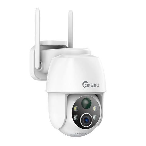 Camstro 3MP Outdoor Solar Powered Battery Security IP Cameras, 5200mAh Rechargeable Battery, 130° Ultra Wide Angle, Color Night Vision, Human & Vehicle Smart Detection, Two-Way Audio, Works with Alexa & Google