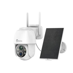 Camstro 3MP Outdoor Solar Powered Battery Security IP Cameras, 5200mAh Rechargeable Battery, 130° Ultra Wide Angle, Color Night Vision, Human & Vehicle Smart Detection, Two-Way Audio, Works with Alexa & Google