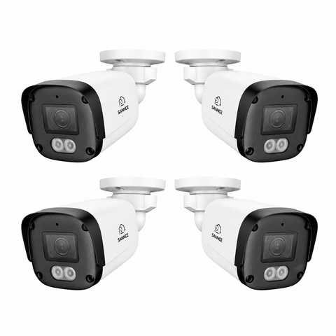 4PCS 5MP Full HD PoE IP Bullet Security Camera, 256G Storage TF Card Capacity, Two-Way Communication