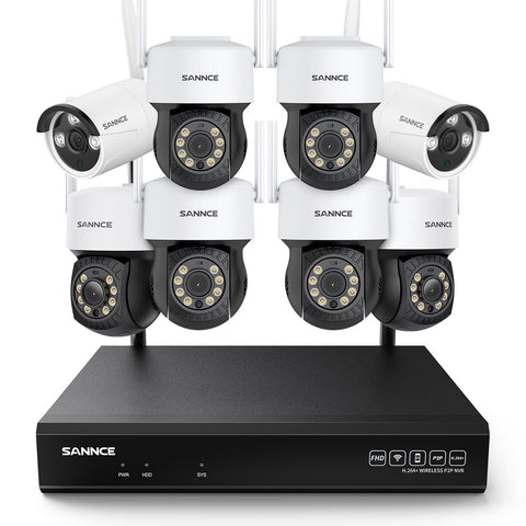 5MP 8-Channel Wireless PT & Bullet Security Camera System, Pan & Tilt, Two-Way Audio, IP66 Waterproof, Smart AI Human Detection, Work With Alexa