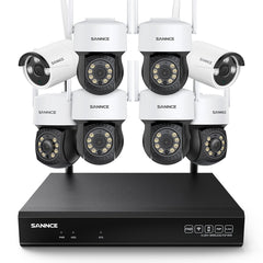 5MP 8-Channel Wireless PT & Bullet Security Camera System, 8MP NVR, 5MP Wifi Pan & Tilt IP Cameras, Two-Way Audio, IP66 Waterproof, Smart AI Human Detection, Work With Alexa