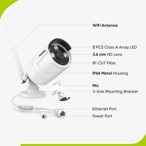 10 Channel Wireless Security Camera System, 5MP NVR w/ 10.1'' LCD Monitor, 2 pcs IP Cameras  AI Human Detection, Remote Access & Smart Motion Alerts, Work with Alexa