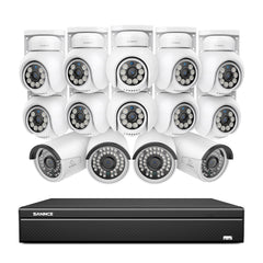 16 Channel 4K PoE Bullet & PTZ Security Camera System, 8MP Outdoor PoE IP Cameras, Pan & Tilt, ONVIF Supported NVR, Two-Way Audio, Smart Human/Vehicle Detection (10x IP Cameras+4x PT Cameras)