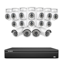 16 Channel 4K PoE Bullet & PTZ Security Camera System, 8MP Outdoor PoE IP Cameras, Pan & Tilt, ONVIF Supported NVR, Two-Way Audio, Smart Human/Vehicle Detection(12x PT Cameras+4x IP Cameras)