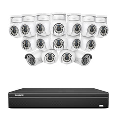 16 Channel 4K PoE Bullet & PTZ Security Camera System, 8MP Outdoor PoE IP Cameras, Pan & Tilt, ONVIF Supported NVR, Two-Way Audio, Smart Human/Vehicle Detection(14x PT Cameras+2x IP Cameras)