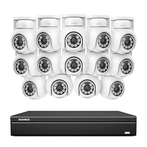 16 Channel 4K PoE PTZ Security Camera System, 8MP Outdoor PoE IP Cameras, Pan & Tilt, ONVIF Supported NVR, Two-Way Audio, Smart Human/Vehicle Detection