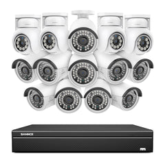 16 Channel 4K PoE Bullet & PTZ Security Camera System, 8MP Outdoor PoE IP Cameras, Pan & Tilt, ONVIF Supported NVR, Two-Way Audio, Smart Human/Vehicle Detection (4x IP Cameras+10x PT Cameras)