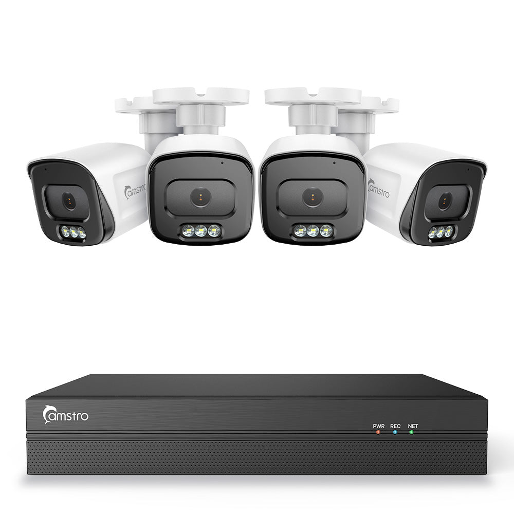 Camstro 4K 8-Channel POE CCTV Camera Security System, 4K NVR w/4 5MP IP Cameras, Color Night Vision, Customized Motion Area, Comprehensive Smart Detection, Two-Way Audio Intercom, IP67 Weatherproof