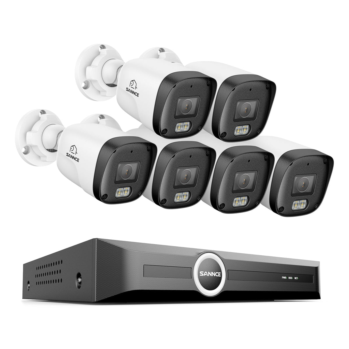 3MP 8-Channel PoE Security Camera System with 6MP NVR, F1.0 Full Color Night Vision, 6Pcs 2K Cameras, AI Human & Vehicle Detection, S+265