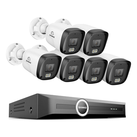 3MP 8-Channel PoE Security Camera System with 6MP NVR, F1.0 Full Color Night Vision, 6Pcs 2K Cameras, AI Human & Vehicle Detection, S+265