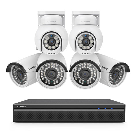 16 Channel 6pcs 4K PoE Bullet & PTZ Security Camera System, 8MP Outdoor PoE IP Cameras, Pan & Tilt, ONVIF Supported NVR, Two-Way Audio, Smart Human/Vehicle Detection