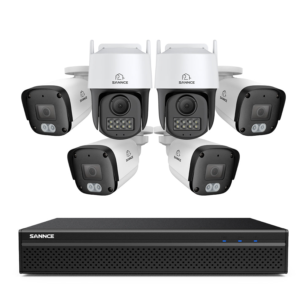 5MP 8 Channel PoE Security System, 6MP NVR + PT IP Cameras, S+265., AI Human & Vehicle Detection, Smart Playback, Smart Notification with Image Attached