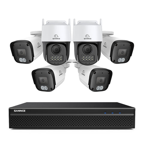 5MP 8 Channel PoE Security System, 6MP NVR + PT IP Cameras, S+265., AI Human & Vehicle Detection, Smart Playback, Smart Notification with Image Attached