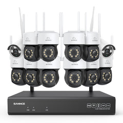 3MP 16-Channel Wireless CCTV PT & Bullet Camera System, 8MP NVR, 3MP WiFi IP Camera, Two-Way Audio, IP66 Waterproof, Smart AI Human Detection, Work With Alexa