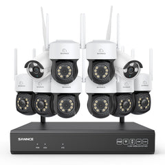 3MP 16-Channel Wireless CCTV PT & Bullet Camera System, 8MP NVR, 3MP WiFi IP Camera, Two-Way Audio, IP66 Waterproof, Smart AI Human Detection, Work With Alexa