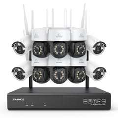 3MP 16-Channel Wireless CCTV PT & Bullet Camera System, 8MP NVR, 3MP WiFi IP Camera, Two-Way Audio, IP66 Waterproof, Smart AI Human Detection, Work With Alexa