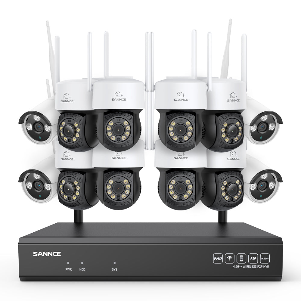 5MP 16-Channel Wireless CCTV PT Camera System, 8MP NVR, 5MP Pan & Tilt WiFi IP Cameras, Audio Recording, AI Human Detection, Work With Alexa (8xPT Camera, 4xBullet Camera and 8MP 16CH NVR)