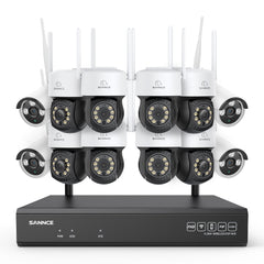 3MP 16-Channel Wireless CCTV PT & Bullet Camera System, 8MP NVR, 3MP WiFi IP Camera, Two-Way Audio, IP66 Waterproof, Smart AI Human Detection, Work With Alexa