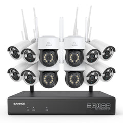 3MP 16-Channel Wireless CCTV PT & Bullet Camera System, 8MP NVR, 3MP WiFi IP Camera, Two-Way Audio, IP66 Waterproof, Smart AI Human Detection, Work With Alexa