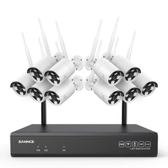 3MP 16-Channel Wireless Security Camera System, 8MP NVR, 3MP WiFi IP Camera, Two-Way Audio, IP66 Waterproof, Smart AI Human Detection, Work With Alexa