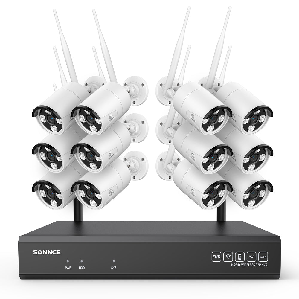 3MP 16-Channel Wireless Security Camera System, 8MP NVR, 3MP WiFi IP Camera, Two-Way Audio, IP66 Waterproof, Smart AI Human Detection, Work With Alexa