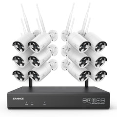 3MP 16-Channel Wireless Security Camera System, 8MP NVR, 3MP WiFi IP Camera, Two-Way Audio, IP66 Waterproof, Smart AI Human Detection, Work With Alexa