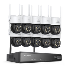 5MP 16-Channel Wireless CCTV PT Camera System, 8MP NVR, 5MP Pan & Tilt 10Pcs WiFi IP Cameras, Audio Recording, AI Human Detection, Work With Alexa