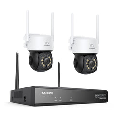 3MP 16-Channel Wireless CCTV PT Camera System, 8MP NVR, 3MP Pan & Tilt 2Pcs WiFi IP Cameras, Audio Recording, AI Human Detection, Work With Alexa