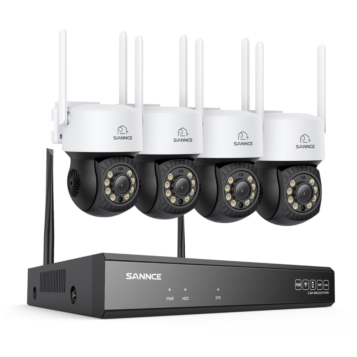 5MP 16-Channel Wireless CCTV PT Camera System, 8MP NVR, 5MP Pan & Tilt 4Pcs WiFi IP Cameras, Audio Recording, AI Human Detection, Work With Alexa