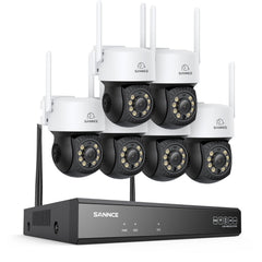 3MP 16-Channel Wireless CCTV PT Camera System, 8MP NVR, 3MP Pan & Tilt 6Pcs WiFi IP Cameras, Audio Recording, AI Human Detection, Work With Alexa