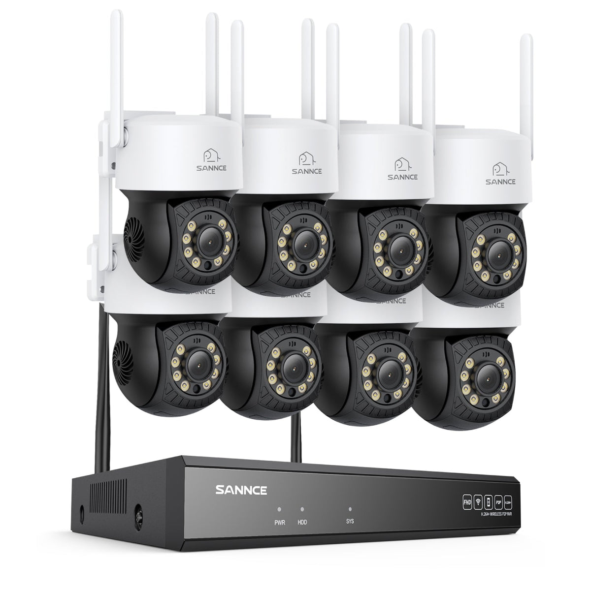 5MP 16-Channel Wireless CCTV PT Camera System, 8MP NVR, 5MP Pan & Tilt 8Pcs WiFi IP Cameras, Audio Recording, AI Human Detection, Work With Alexa