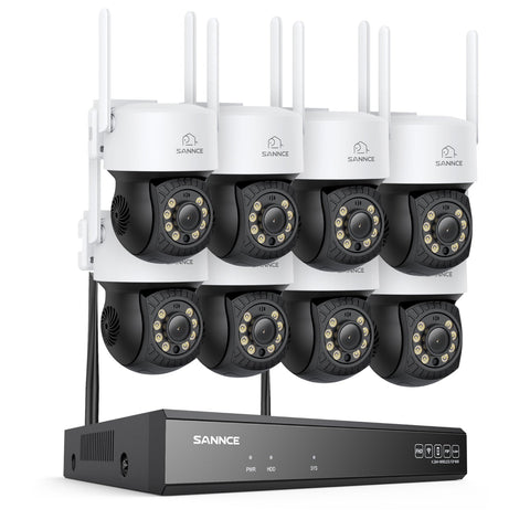 5MP 16-Channel Wireless CCTV PT Camera System, 8MP NVR, 5MP Pan & Tilt 8Pcs WiFi IP Cameras, Audio Recording, AI Human Detection, Work With Alexa