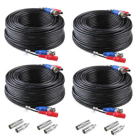 Black 4pcs Packed CCTV Video Cable for Home Surveillance Camera System