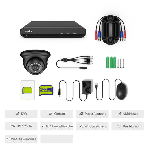 1080p Lite 8-Channel Wired Security DVR System W/ 4pcs 2MP Outdoor & Indoor Turret Cameras, Smart Motion Detection