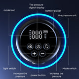 Portable Air Compressor Tire Inflator, 150 PSI Cordless Electric Air Pump w/ 5200mAh Rechargeable Battery, LED Lights, Pressure Gauge, Power Bank, for Bike Motorcycle Ball & Other Inflatables