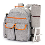 Picnic Backpack for 4 Person Set, with Insulated Bottle Holder, Large Capacity, for Beach, Park, Camping