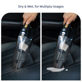 Portable Car Vacuum Cleaner,  High Suction Power 8000Pa/ 110W/ DC12V, Handheld Corded Vacuums w/ 3 Attachments of Brush, 14 Ft Cord & Bag, LED Light