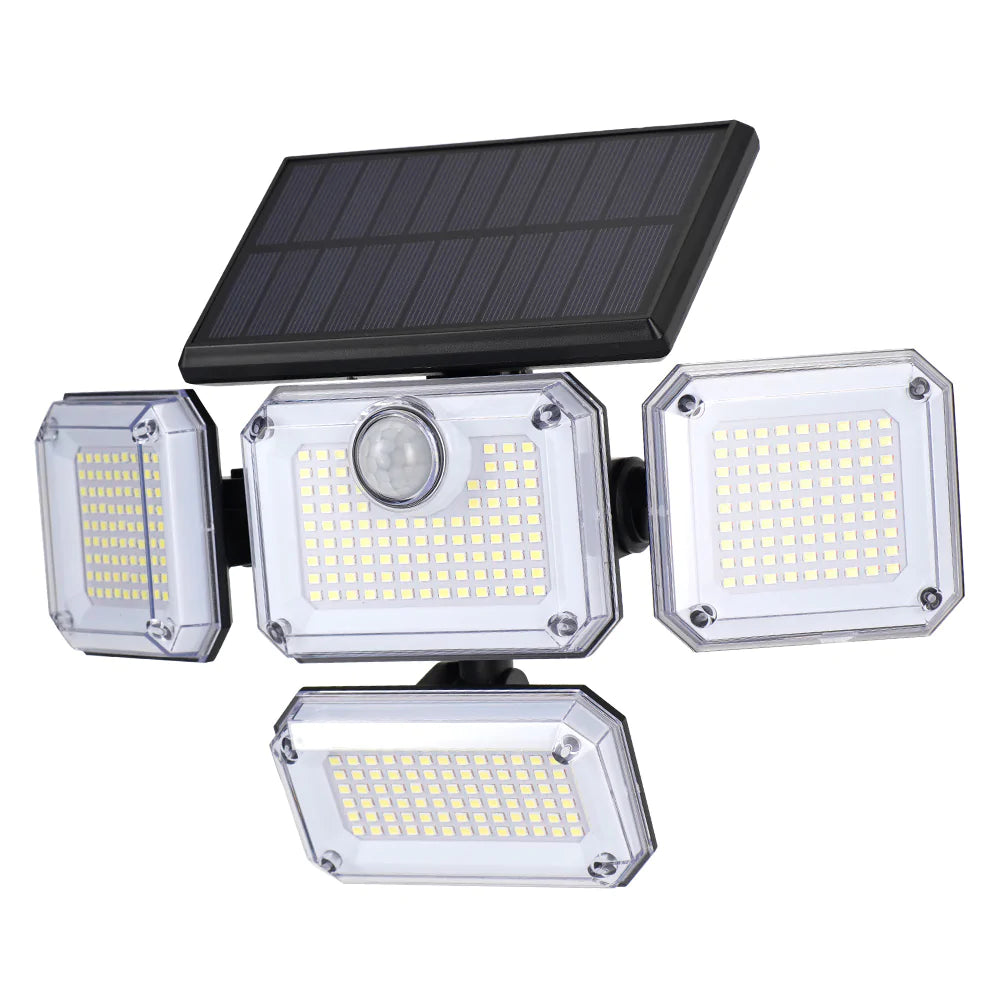 Solar Motion Sensor Lights with 226 LEDs 3 Lighting Modes 4 Adjustable Heads Outdoor Solar Wall Lamp for Garden Pathway Garage